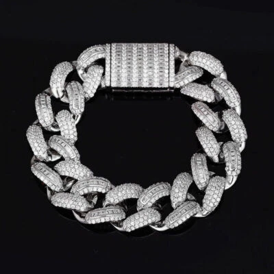 Brazalete de cadena de eslabones cubanos Miami de 18 mm de plata de ley 925 sólida pesada para hombre de 6,5-9"" Foto 1 de 4