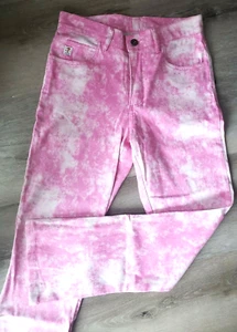 GUESS size 26 RARE Women pink white tie dye straight leg high waisted pant jeans - Picture 1 of 4