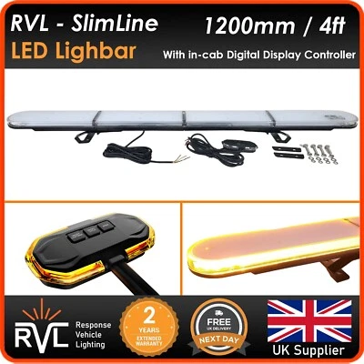 LED Amber Light Bar Strobe Beacon Recovery Warning - 120cm 1200mm 1.2m 48" - Image 1 of 4