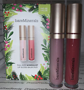 bareMinerals Mineralist Lip Gloss-Balm Duo Set Clear CLARITY & Lmtd Ed Pink HOPE