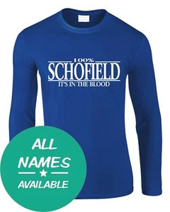 Apellido Hombre Camiseta Manga Larga 100% Todo Cualquier Regalo Nombre Familia Cumpleaños Reunión - Imagen 1 de 5