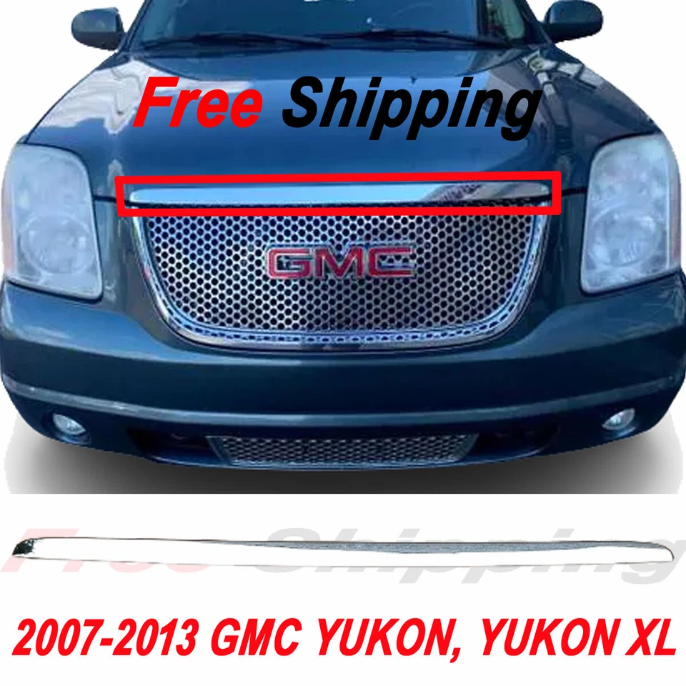 For 2007-2013 GMC YUKON, YUKON XL 1500 Front New Bumper Hood Molding Trim Chrome Foto 1 de 4