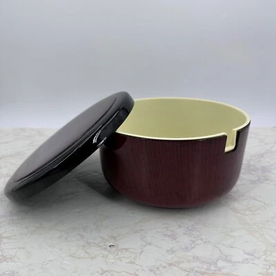 Contenedor japonés para servir arroz Ohitsu con tapa y forro, laca de aspecto de madera 8" Foto 1 de 4
