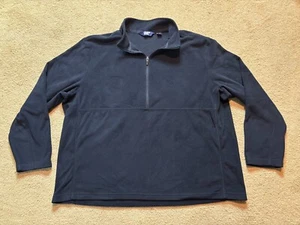 Lands End Solid Black 1/4 Zip Microfleece Pullover Fleece Jacket Shacket XXL 2XL - Picture 1 of 3