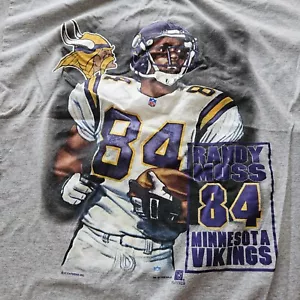 Vintage Minnesota Vikings shirt mens Xlarge gray Randy Moss short sleeve NFL - Picture 1 of 7