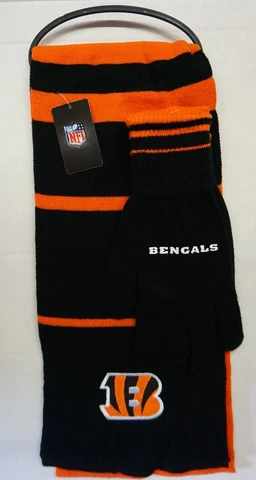 NFL Cincinnati Bengals Reebok Little Earth Winter Knit Scarf & Gloves Set NEW! Cover
