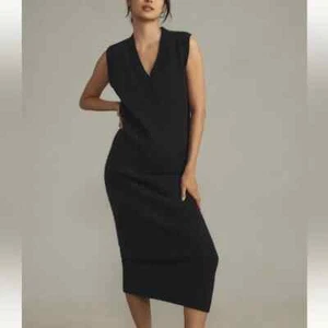 SUNDAY IN BROOKLYN ANTHROPOLOGIE Sweater Vest V neck Midi Dress Black NWTSize XS - Picture 1 of 11