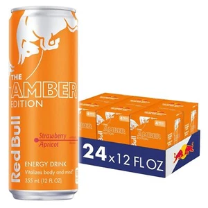 (24 Pack) Red Bull Energy Drink, Strawberry Apricot, Amber Edition, 12 Fl Oz - Picture 1 of 5