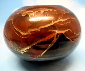 Bruce Fairman METALLIC GLAZE ball vase STUDIO POTTERY Sacramento California - Picture 1 of 6