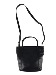 Bechamel Womens Black Leather Double Handles Detachable Strap Pockets Tote Bag - Picture 1 of 8