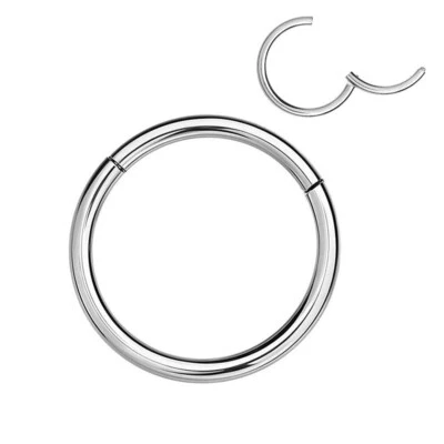 NEW 18G/20G Hinged Clicker Solid G23 Titanium Septum Nose Hoop Ear Rings 7/8/9mm - Image 1 of 4