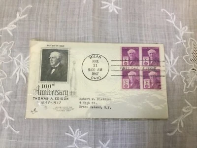 1947Milan Ohio 100th Anniversay Thomas Edison Art Craft Day Cover - Image 1 of 4