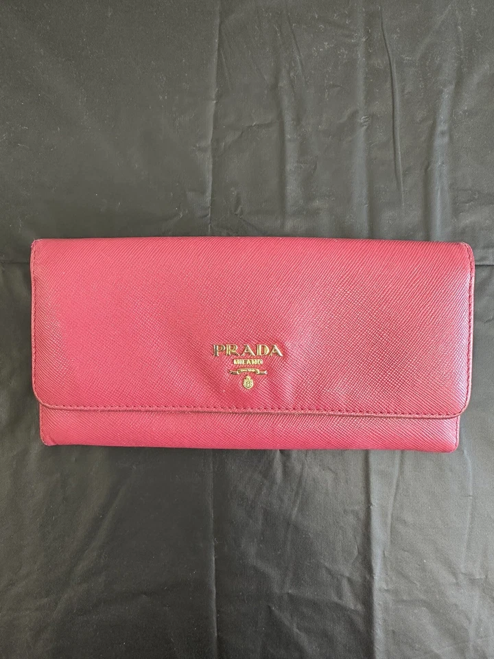 PRADA Long Wallet Saffiano Leather Pink Card Holder Purse - Image 1 of 4