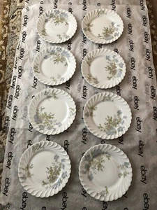 8 HAVILAND Limoges Blue Gold Floral MARGAUX Swirl Edge 6.25” Bread Plates - Picture 1 of 15