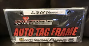 LSU TIGERS 2003 NATIONAL CHAMPIONS CHAMPS LICENSE PLATE FRAME NEW IN PACKAGE - Picture 1 of 1