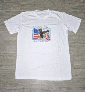 Land Of The Free Home Of The Brave Eagle USA American Flag T Shirt Size Large - Picture 1 of 9