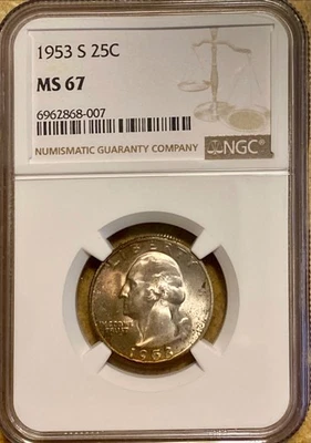 1953-S Washington Quarter NGC MS67 - Image 1 of 3