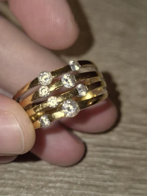 Gorgeous Zirconia and 18k gold Plated Silver Layered Ring DQCZ 925 Veronese — 第 1/4 张图片