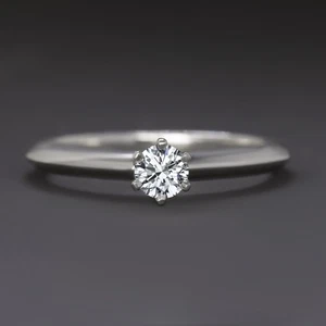 AUTHENTIC TIFFANY & CO DIAMOND ENGAGEMENT RING 0.18ct E VS1 PLATINUM SOLITAIRE - Picture 1 of 3