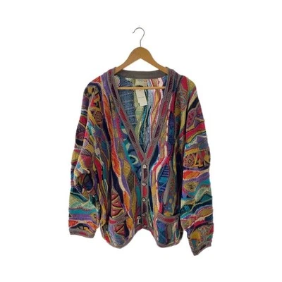 Coogi Multi-Color 3D Knit Thin Cardigan L 100% Mercerized Cotton Australia - Image 1 of 4