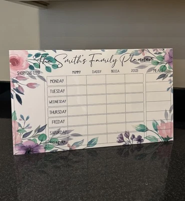 Personalised wipeable perspex Family Planner Weekly Organiser Planner 50 x 30CMp - Image 1 of 2