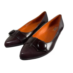 Miz Mooz Engaged Shoes Women's Size 7.5 Leather Slip On Ballet Flats Brown - Picture 1 of 11