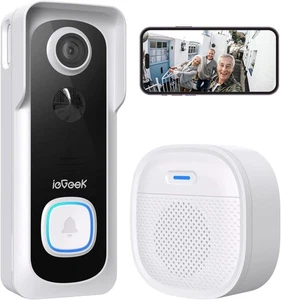 ieGeek 2K Smart Wireless Video Doorbell Camera Doorbell Monitor No Subscription - Picture 1 of 9