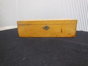Vintage Holz Schule Farb/Stifte Box mit Schloss - ohne Schlüssel - Bild 1 von 13
