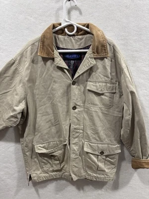 Jaqueta Mecânica Masculina Vintage Antiga Marinha Estilo Detroit G Cáqui Colarinho de Veludo 1997 - Imagem 1 de 3