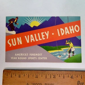 ORIGINAL 30er JAHRE SUN VALLEY IDAHO GEPÄCKETIKETT - SCHÖN - Bild 1 von 2