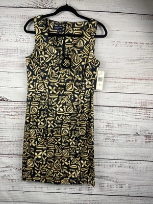 Vestido Jones New York para mujer 8 negro multicolor sin mangas elástico funda con cinturón Foto 1 de 4