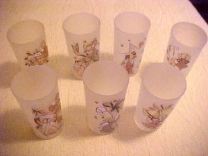 Juego de 7 vasos de vidrio de ángel de Navidad de vidrio federal de colección - Imagen 1 de 5