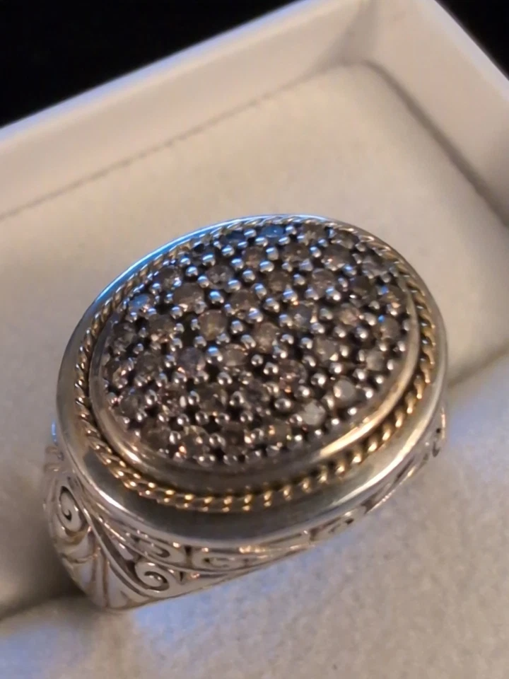 Anillo Vintage EFFY NY Talla 7 Diamantes Oro 18K W SS BH Diseño Intrincado Grueso... Foto 1 de 4