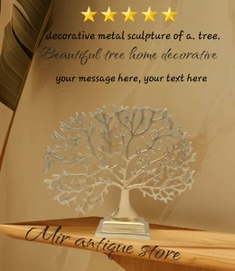 Decorative Metal Sculpture of a, Tree Table Top Decor, Living Room YOUR TEXT HER - Picture 1 of 9