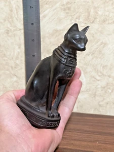 ÄGYPTISCHE ANTIKE Statue Göttin Bastet Katze Isis massiver Basaltstein handgefertigt 5" - Bild 1 von 9
