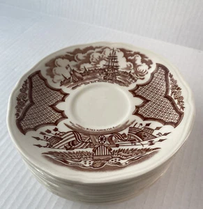 Alfred Meakin Fair Winds E Pluribus Unum Historical Scenes Platter 5.5” Set Of 8 - Picture 1 of 3