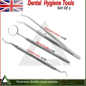 Dental Teeth Cleaning Probe Explorer Tooth Examination Mouth Mirror Tweezers - Picture 1 of 6