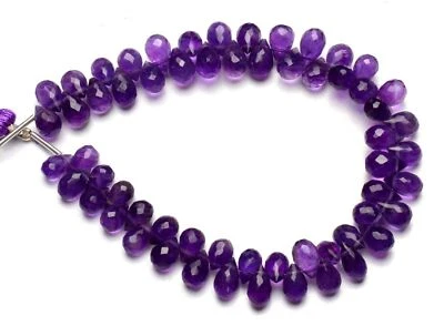 Gema Natural Brasil Amatista 9x6mm Tamaño Facetado Forma Lágrima Briolette 9" AA Foto 1 de 4