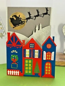 Christmas Card Handmade ,Unique Card ,Beautiful Cards,Village Christmas card - Picture 1 of 4