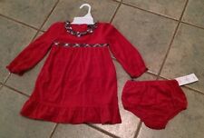 NWT CHAPS Toddler Holiday Red velvet dress bloomers plaid sash ruffle 18M 24M