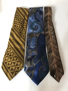 3 Men’s Neck Ties ~ 54” to 56" ~ Assorted Brown and Blue - Picture 1 of 4