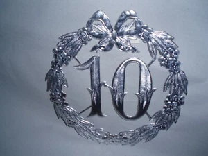 Jubiläumszahl 10 silber Geburtstag Hölzerne Hochzeit Krepprosen Türdeko Jubiläum - Bild 1 von 1