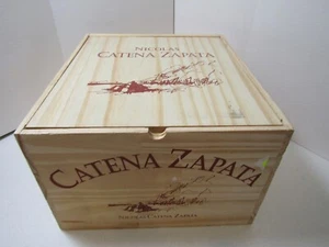 OLD WOOD-WOODEN CATENA ZAPATA NICOLASCANTENA ZAPATA WINE CRATE BOX - Picture 1 of 4