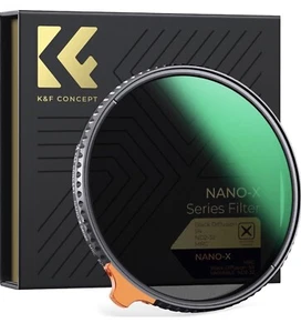 K&F 52mm Black Mist Diffusion 1/4 & Variable ND ND2-ND32 Lens  2-in-1 Filter New - Picture 1 of 9