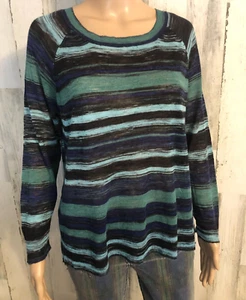 BCBGDrielle Sweater Sz L NWT $148 Striped Linen Blend Tunic  Tissue Weight  - Picture 1 of 13