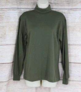 VINTAGE Womens Size M/L Pullover Turtleneck Long Sleeve Top Shirt Olive Green - Picture 1 of 6