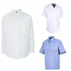 Camisa de trabajo Liberty EMS con botones manga corta/larga blanca/azul nueva stock antiguo - Imagen 1 de 4