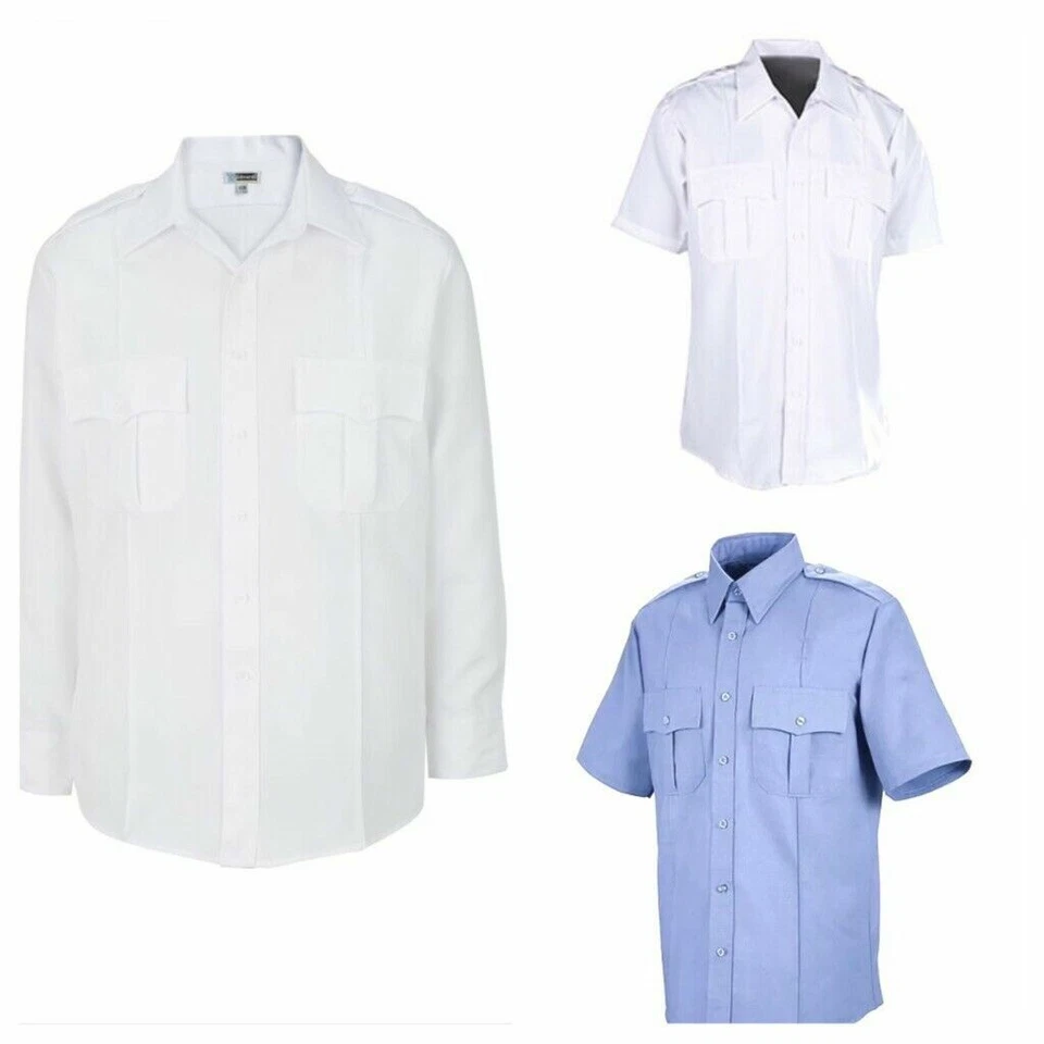 Liberty EMS Button Up Work Shirt Short/ Long Sleeve White/ Blue New Old Stock - Image 1 of 4