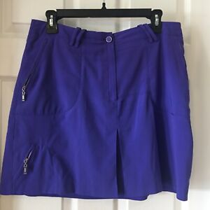 DKNYGOLF Skort Skirt Sz 10 by Jamie Sadock Purple Zip Pockets Loops Stretch