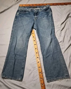 EXPRESS Jeans Mens 36x30 Blue Bootcut Denim Straight Grunge Whisker Pants - Picture 1 of 15